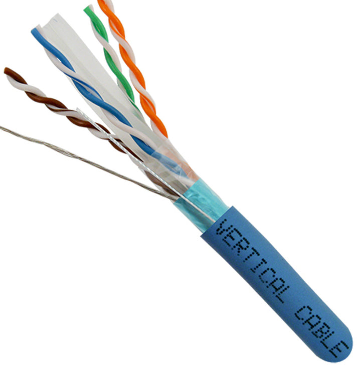 CAT6 Shielded (F/UTP), 23AWG Solid-Bare Copper, PVC Jacket, Blue, 1000ft Spool